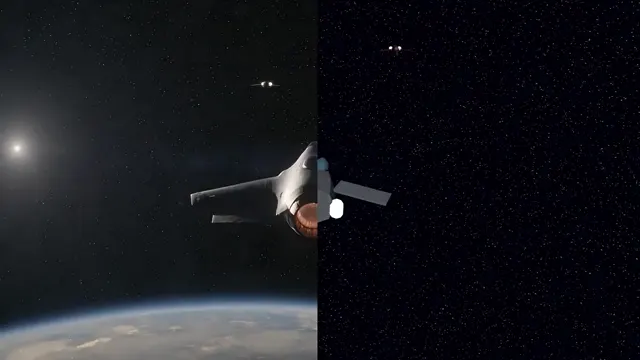 Fighter jet above Earth against a dark star-filled sky
